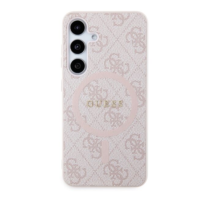 Husa pentru  Samsung Galaxy S24 Guess - 4G Collection Leather MagSafe - roz