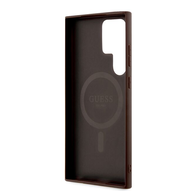 Husa pentru  Samsung Galaxy S24 Ultra Guess - 4G Collection Leather MagSafe - maro
