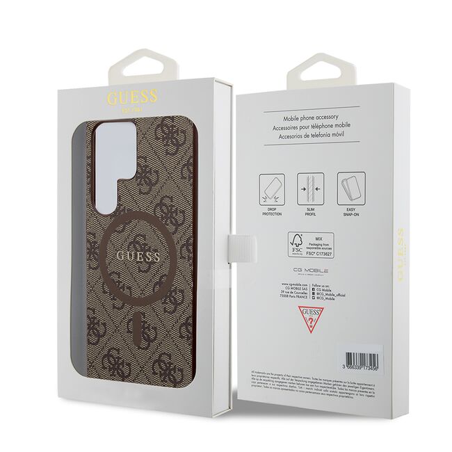 Husa pentru  Samsung Galaxy S24 Ultra Guess - 4G Collection Leather MagSafe - maro