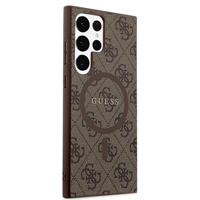 Husa pentru  Samsung Galaxy S24 Ultra Guess - 4G Collection Leather MagSafe - maro