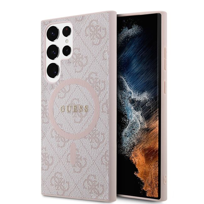 Husa pentru  Samsung Galaxy S24 Ultra Guess - 4G Collection Leather MagSafe - roz