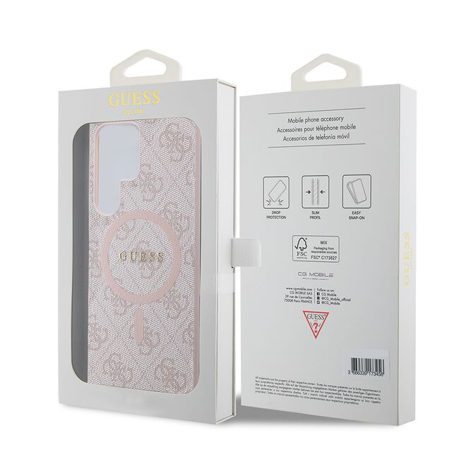 Husa pentru  Samsung Galaxy S24 Ultra Guess - 4G Collection Leather MagSafe - roz