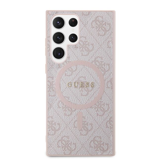 Husa pentru  Samsung Galaxy S24 Ultra Guess - 4G Collection Leather MagSafe - roz