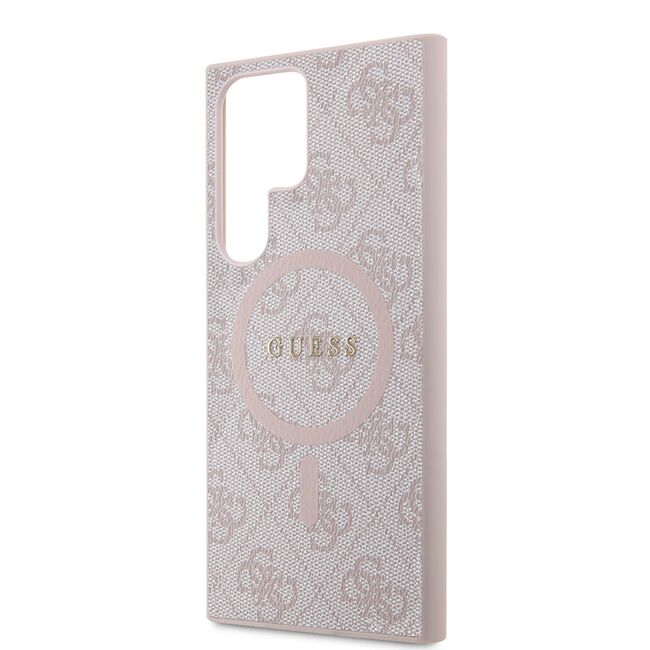 Husa pentru  Samsung Galaxy S24 Ultra Guess - 4G Collection Leather MagSafe - roz