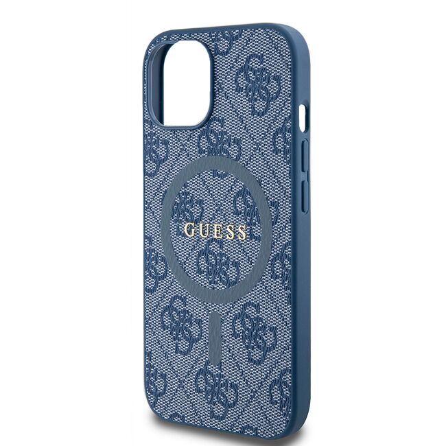 Husa pentru  iPhone 15 Guess - 4G Collection Leather MagSafe - albastru