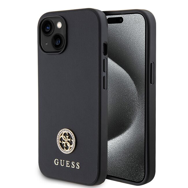 Husa pentru  iPhone 15 Guess- Strass Metal - negru
