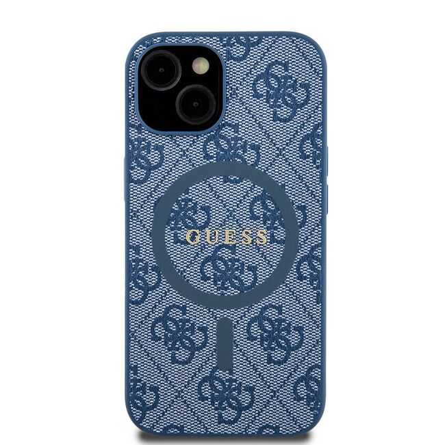 Husa pentru  iPhone 15 Plus Guess - 4G Collection Leather MagSafe - albastru