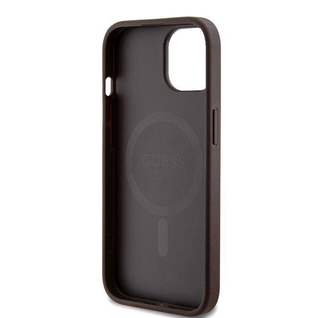 Husa pentru  iPhone 15 Plus Guess - 4G Collection Leather MagSafe - maro