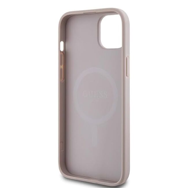 Husa pentru  iPhone 15 Plus Guess - 4G Collection Leather MagSafe - roz