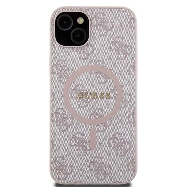 Husa pentru  iPhone 15 Plus Guess - 4G Collection Leather MagSafe - roz