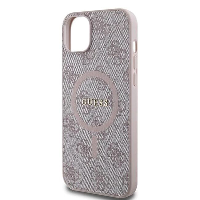 Husa pentru  iPhone 15 Plus Guess - 4G Collection Leather MagSafe - roz