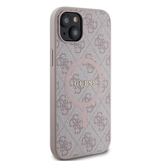 Husa pentru  iPhone 15 Plus Guess - 4G Collection Leather MagSafe - roz
