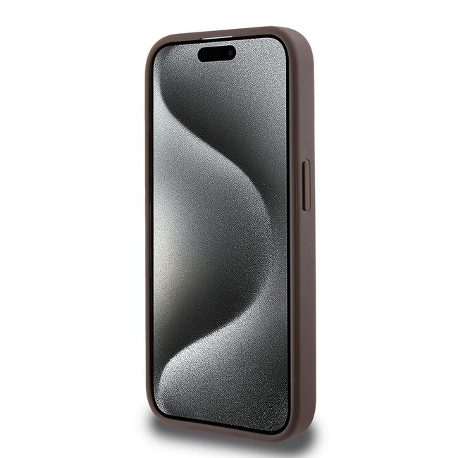 Husa pentru  iPhone 15 Pro Guess - 4G Collection Leather MagSafe - maro