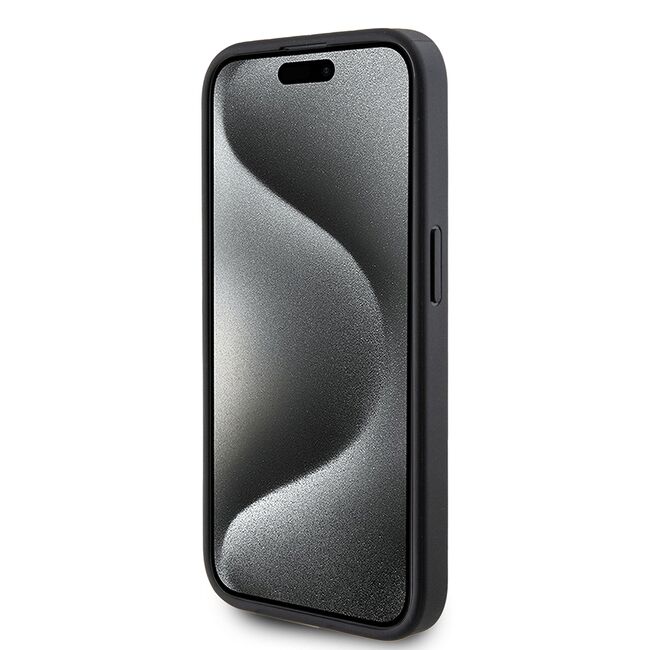 Husa pentru  iPhone 15 Pro Guess - 4G Collection Leather MagSafe - negru