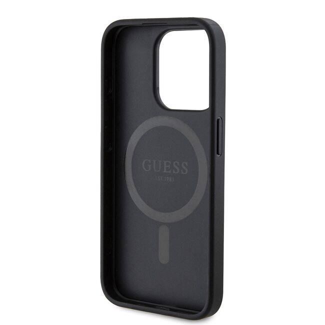 Husa pentru  iPhone 15 Pro Guess - 4G Collection Leather MagSafe - negru