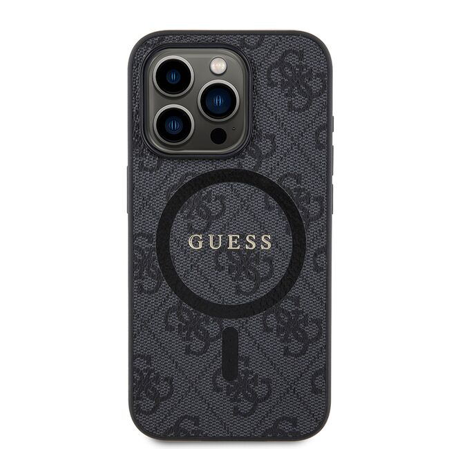 Husa pentru  iPhone 15 Pro Guess - 4G Collection Leather MagSafe - negru