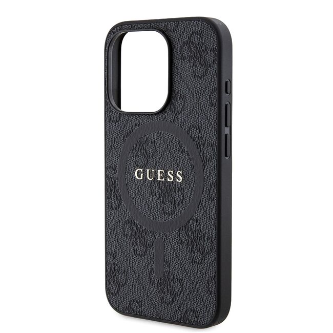 Husa pentru  iPhone 15 Pro Guess - 4G Collection Leather MagSafe - negru
