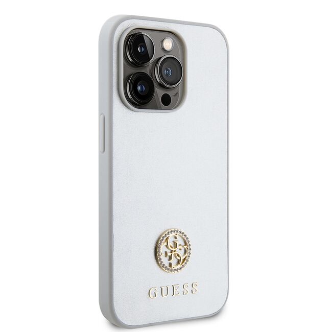 Husa pentru  iPhone 15 Pro Guess- Strass Metal - argintiu