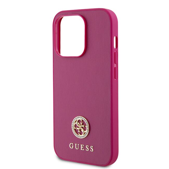 Husa pentru  iPhone 15 Pro Guess- Strass Metal - roz