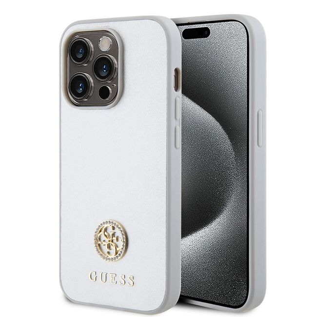 Husa pentru  iPhone 15 Pro Max Guess- Strass Metal - argintiu