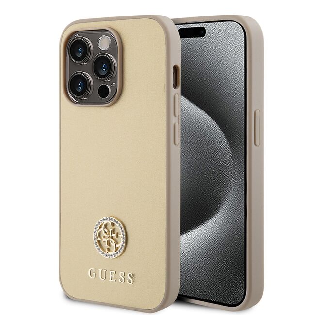 Husa pentru  iPhone 15 Pro Max Guess- Strass Metal - auriu