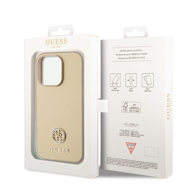 Husa pentru  iPhone 15 Pro Max Guess- Strass Metal - auriu