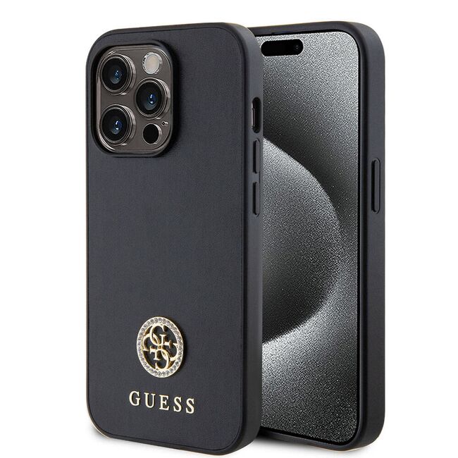 Husa pentru  iPhone 15 Pro Max Guess- Strass Metal - negru
