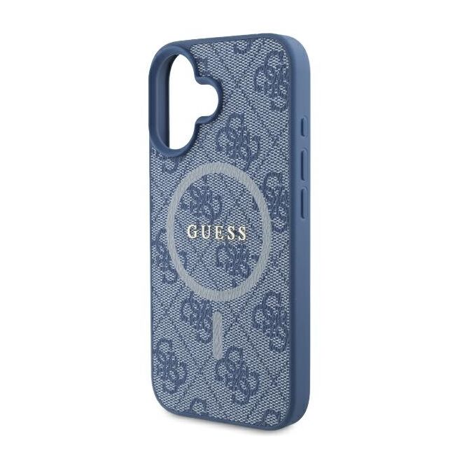 Husa pentru  iPhone 16 Guess - 4G Ring Classic MagSafe - albastru
