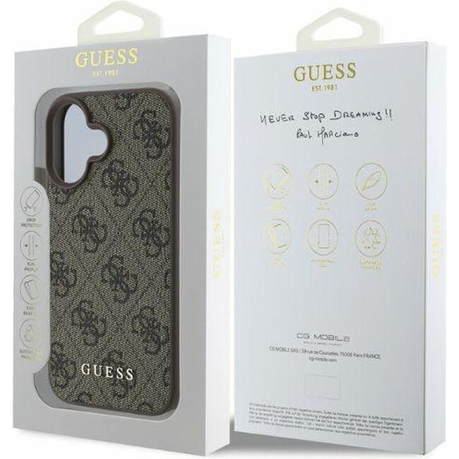 Husa pentru  iPhone 16 Guess - Hardcase 4G Classic - maro