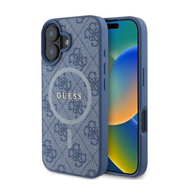 Husa pentru  iPhone 16 Plus Guess - 4G Ring Classic MagSafe - albastru