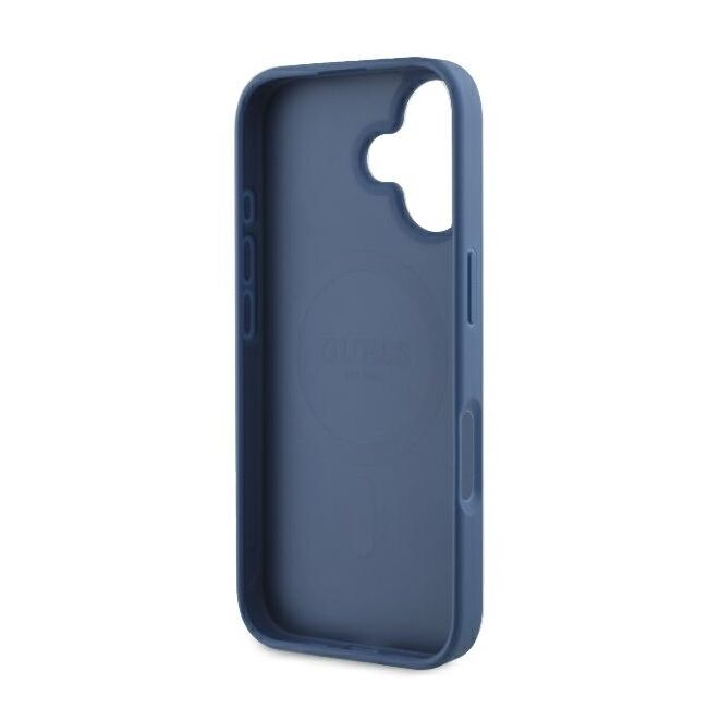 Husa pentru  iPhone 16 Plus Guess - 4G Ring Classic MagSafe - albastru