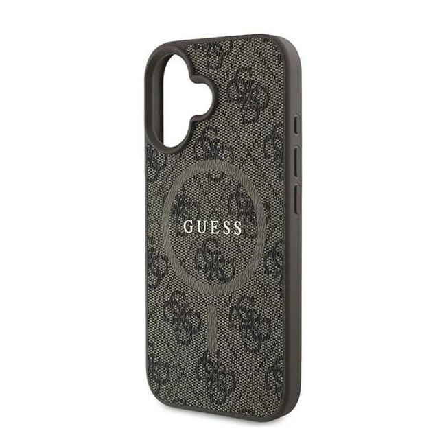 Husa pentru  iPhone 16 Plus Guess - 4G Ring Classic MagSafe - maro