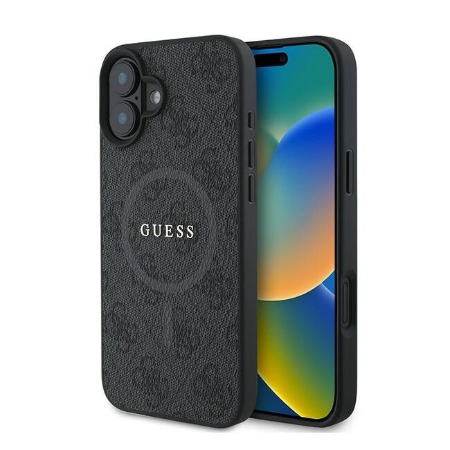Husa pentru  iPhone 16 Plus Guess - 4G Ring Classic MagSafe - negru