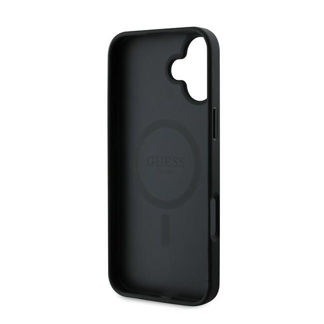 Husa pentru  iPhone 16 Plus Guess - 4G Ring Classic MagSafe - negru
