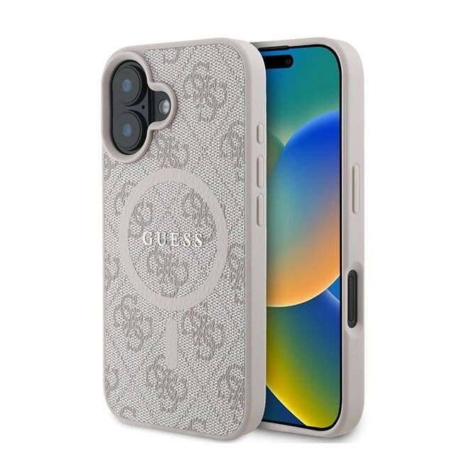 Husa pentru  iPhone 16 Plus Guess - 4G Ring Classic MagSafe - roz