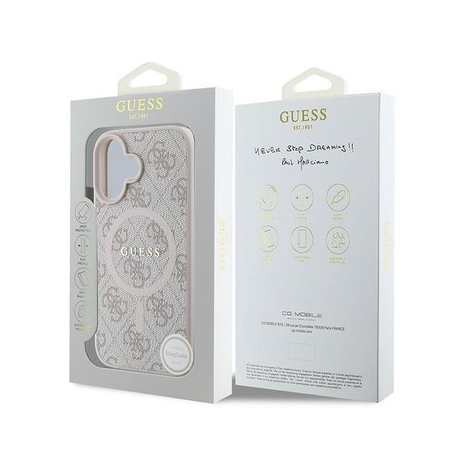 Husa pentru  iPhone 16 Plus Guess - 4G Ring Classic MagSafe - roz