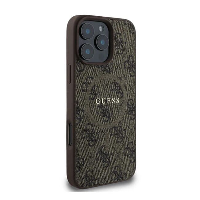 Husa pentru  iPhone 16 Pro Guess - 4G Ring Classic MagSafe - maro