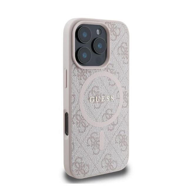 Husa pentru  iPhone 16 Pro Guess - 4G Ring Classic MagSafe - roz