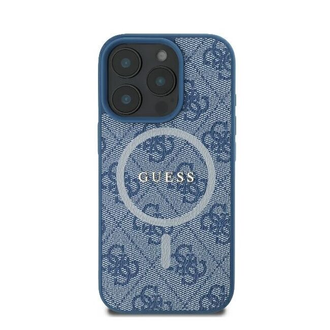 Husa pentru  iPhone 16 Pro Max Guess - 4G Ring Classic MagSafe - albastru