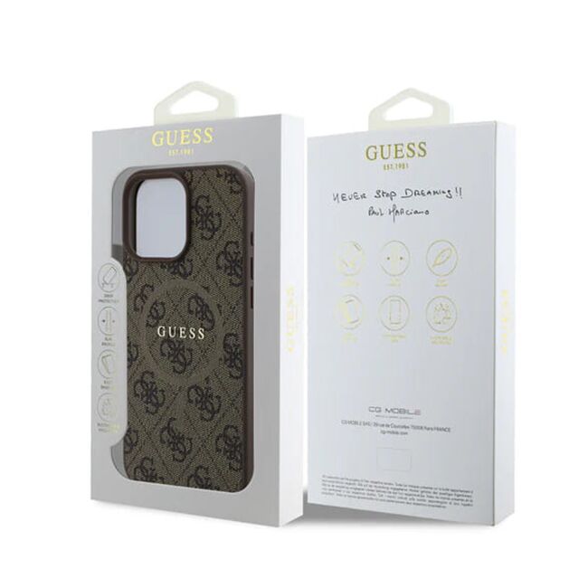Husa pentru  iPhone 16 Pro Max Guess - 4G Ring Classic MagSafe - maro