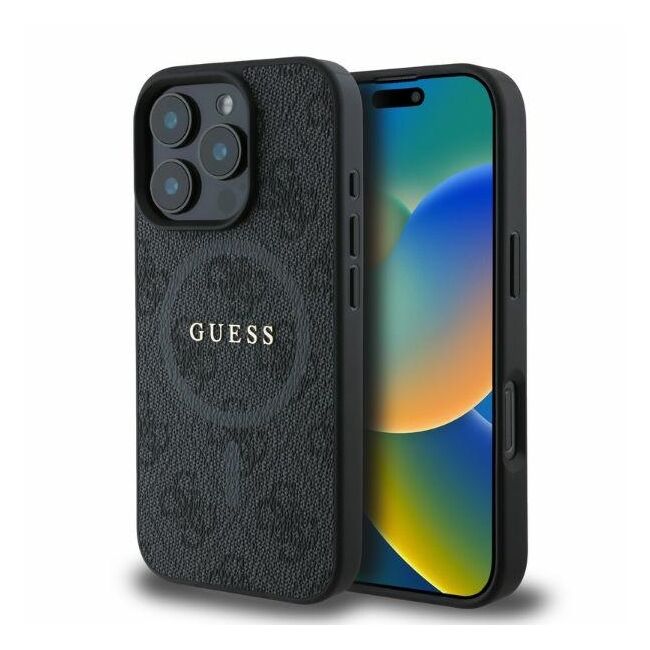 Husa pentru  iPhone 16 Pro Max Guess - 4G Ring Classic MagSafe - negru