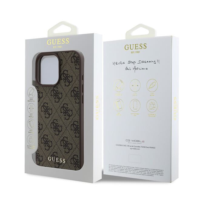 Husa pentru  iPhone 16 Pro Max Guess - Hardcase 4G Classic - maro