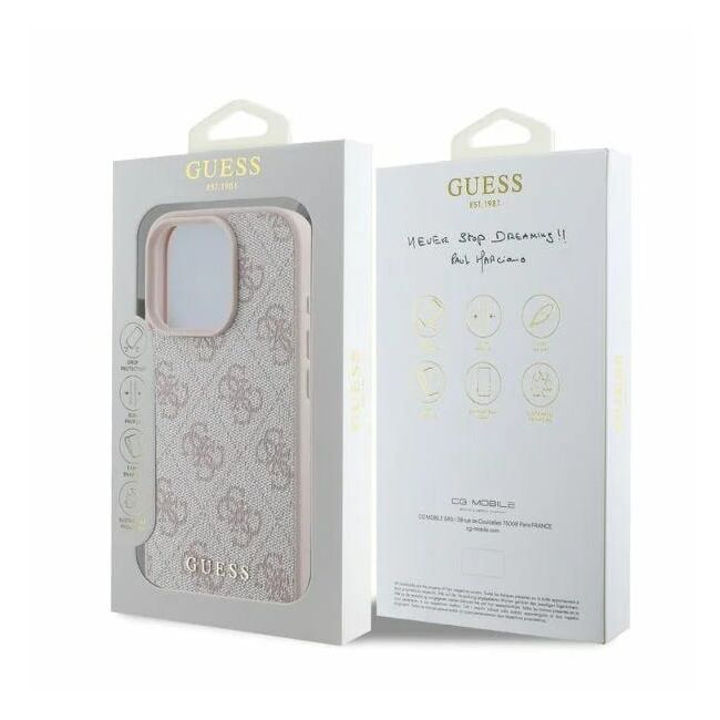 Husa pentru  iPhone 16 Pro Max Guess - Hardcase 4G Classic - roz