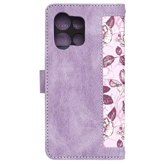 Husa tip carte pentru  Motorola Edge 50 Neo, functie stand si port carduri, mov