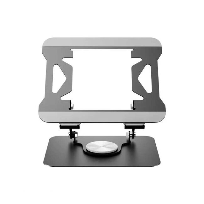 Suport Ergonomic pentru Tablete / Laptop cu Unghi de Înclinare Reglabil și Bază Rotativă 360°, Pliabil și Portabil, din aluminiu - Negru