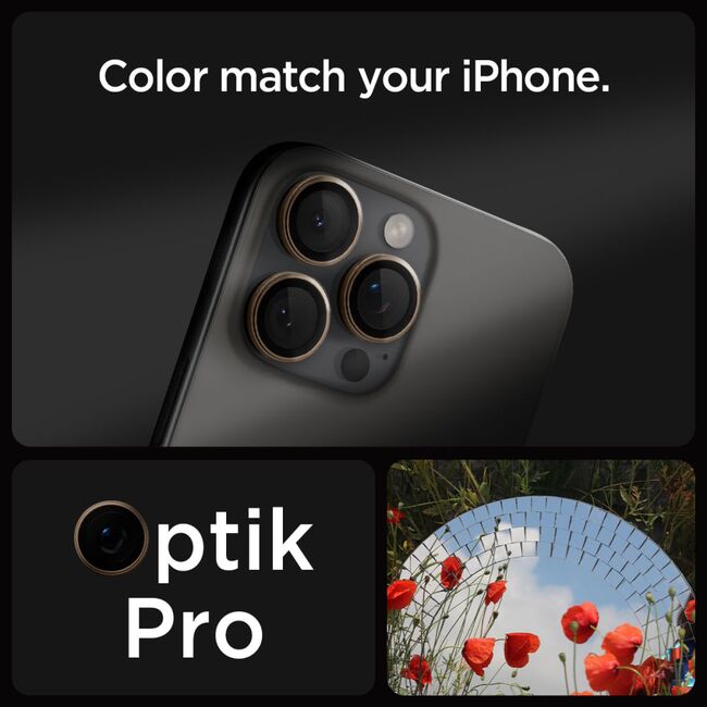[Pachet 2x] Folie sticla camera iPhone 16 Pro Spigen Glas.tR Optik EZ Fit Pro, bej