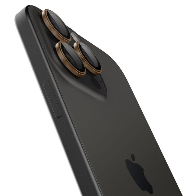 [Pachet 2x] Folie sticla camera iPhone 16 Pro Spigen Glas.tR Optik EZ Fit Pro, bej