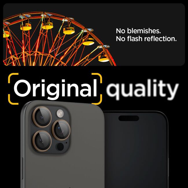[Pachet 2x] Folie sticla camera iPhone 16 Pro Spigen Glas.tR Optik EZ Fit Pro, bej
