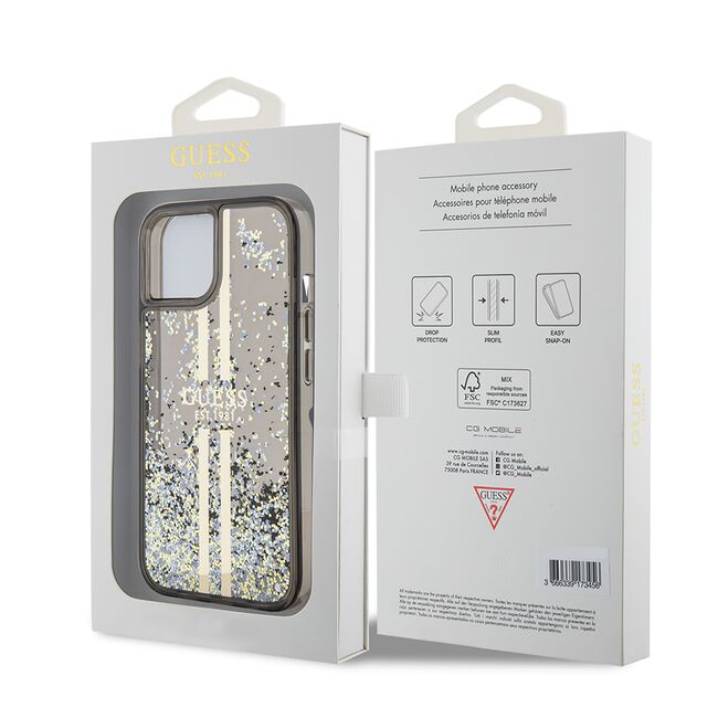 Husa pentru  iPhone 15 Guess - Liquid Glitter - negru