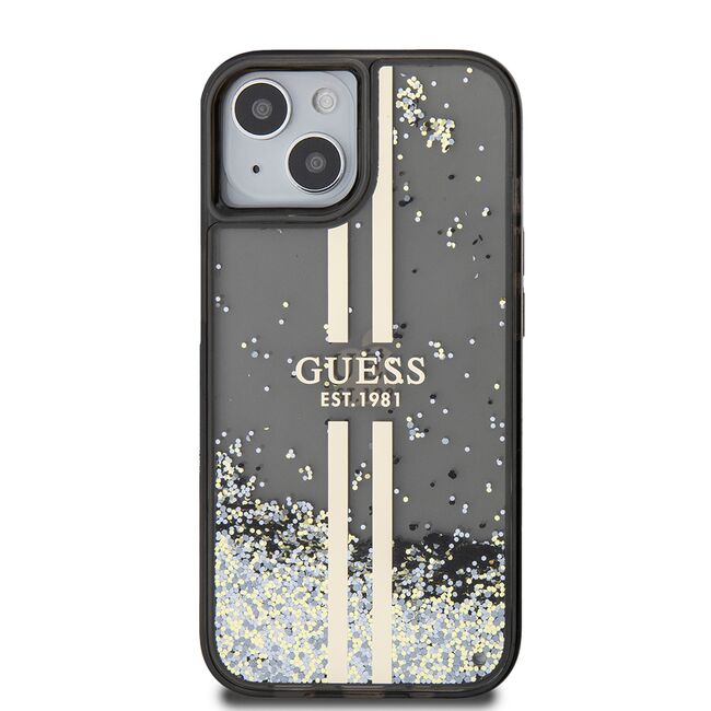 Husa pentru  iPhone 15 Guess - Liquid Glitter - negru